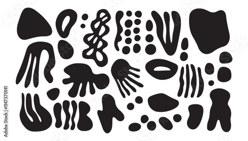 Bold Monochrome Organic Vector Design Elements
