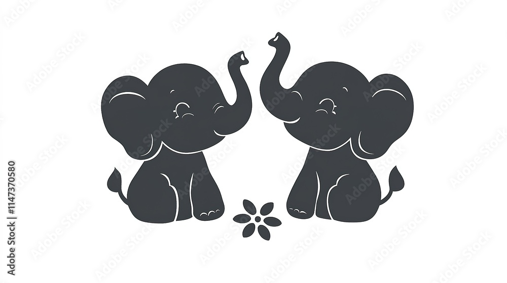 Naklejka premium black and white elephant