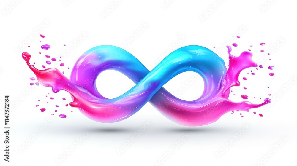 Fototapeta premium Abstract Infinity Symbol: Vibrant Pink and Blue Liquid Splash