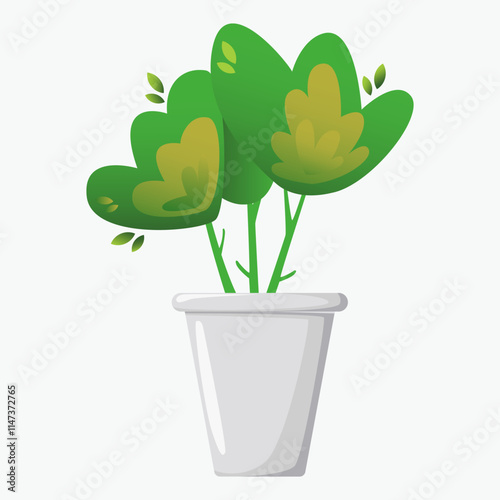 home plant with pot illustration in vector style