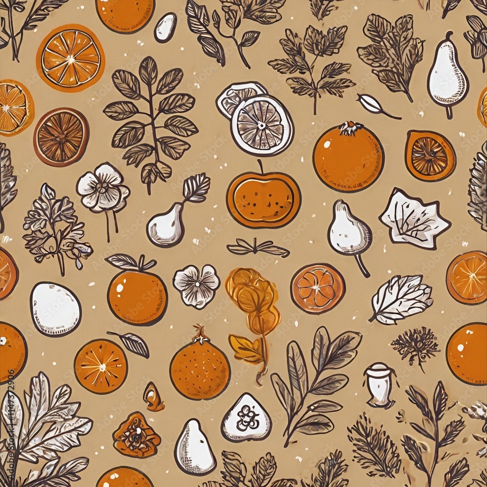 seamless pattern with autumn leaves and berries seamless pattern with autumn leaves and berries