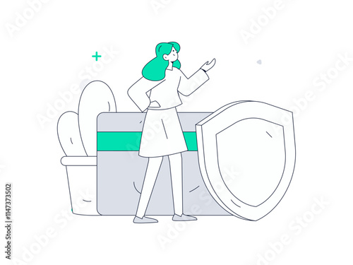 Online shopping payment security character flat vector concept operation hand drawn illustration
