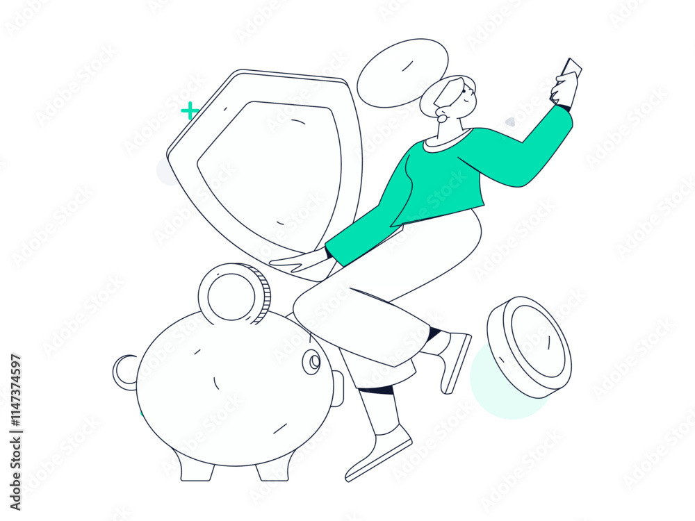 Online shopping payment security character flat vector concept operation hand drawn illustration
Online shopping payment security character flat vector concept operation hand drawn illustration