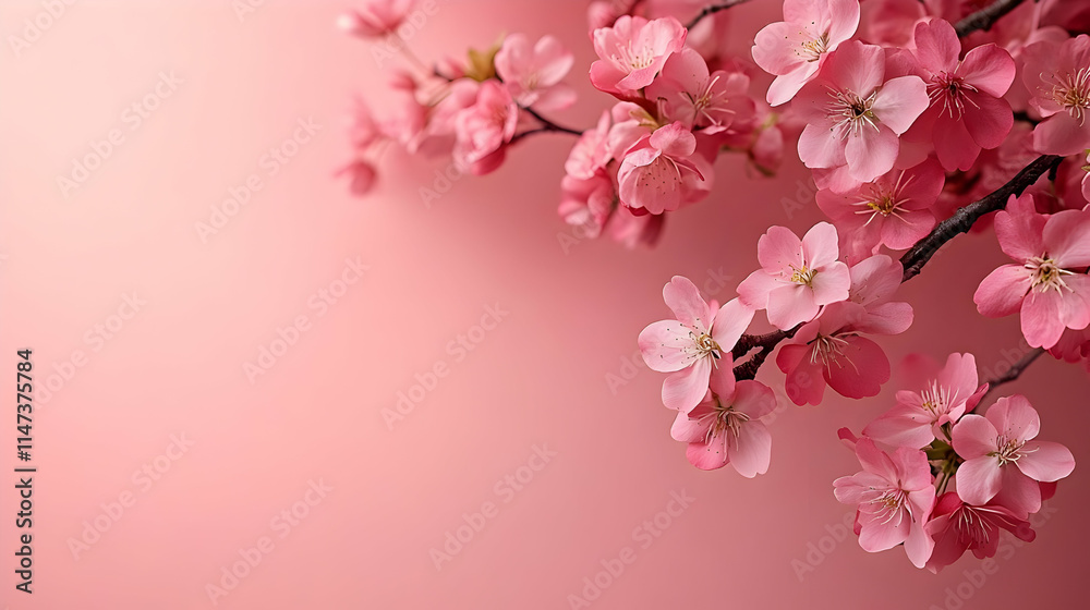 Pink Flowers Blossom Beautifully on Branches