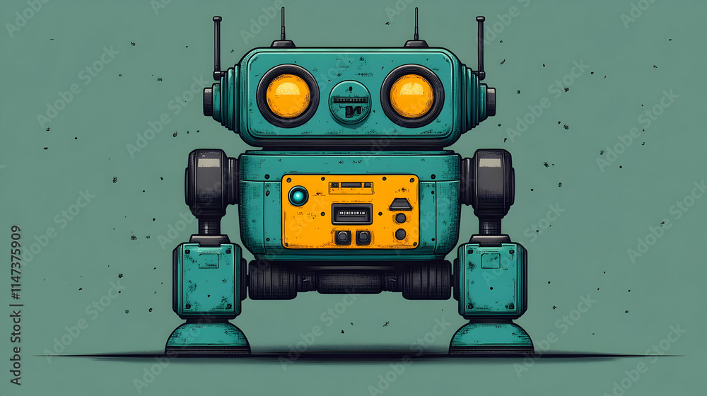Fototapeta premium Retro Robot Explores the Future of Technology and Innovation