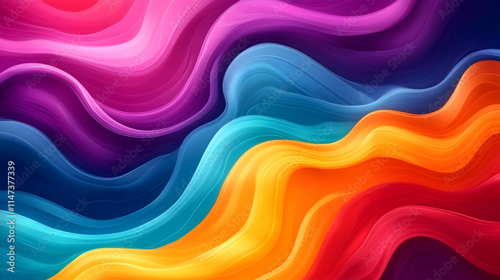 Colorful Waves Flow Smoothly Across Background Colorful Waves Flow Smoothly Across Background