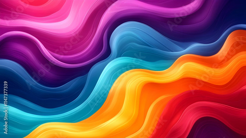 Colorful Waves Flow Smoothly Across Background