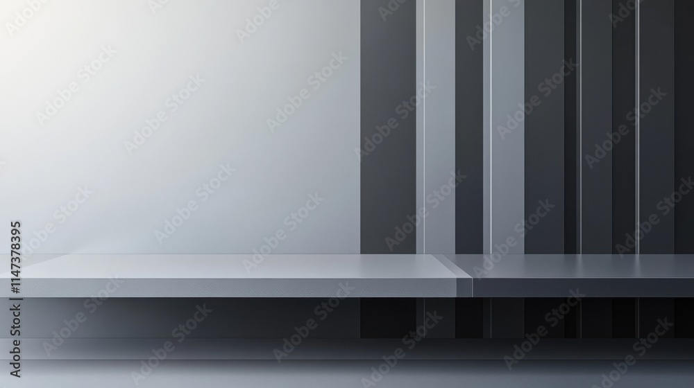 Fototapeta premium Workspace with minimalist desk in shades of grey and smooth surface