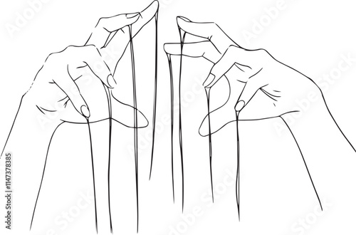 hand fingers marionette controlling thread png lineart