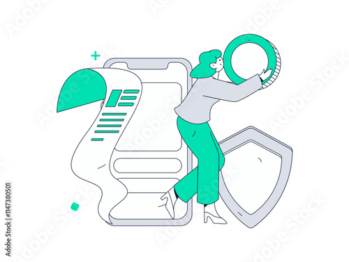 Online shopping payment security character flat vector concept operation hand drawn illustration
