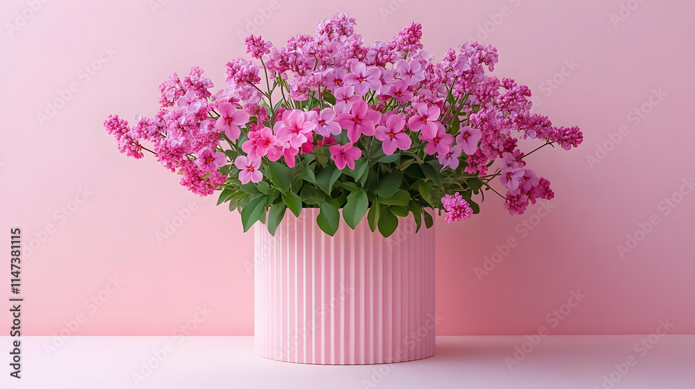 Pink Flowers Bloom Beautifully in a Pink Vase Pink Flowers Bloom Beautifully in a Pink Vase