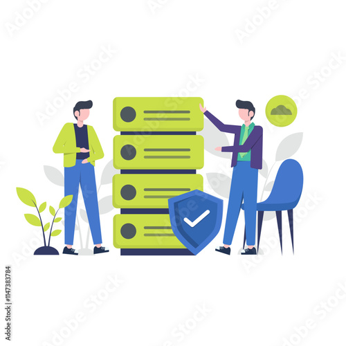 Customer data protection and privacy, vector illustration, landing page, ui, website, mobile app, social media, poster, flyer, article, and banner