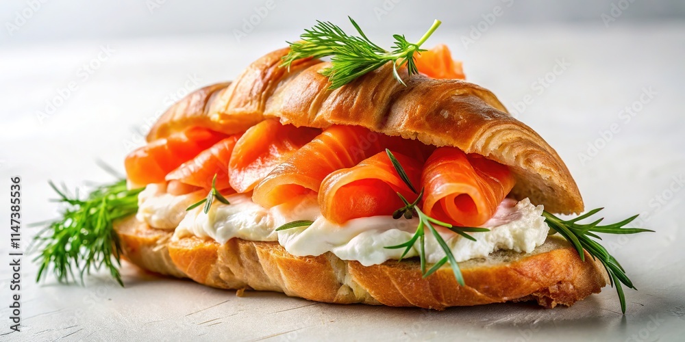 Delicious Breakfast Croissant with Salmon & Cream Cheese - Architectural Photography Delicious Breakfast Croissant with Salmon & Cream Cheese - Architectural Photography