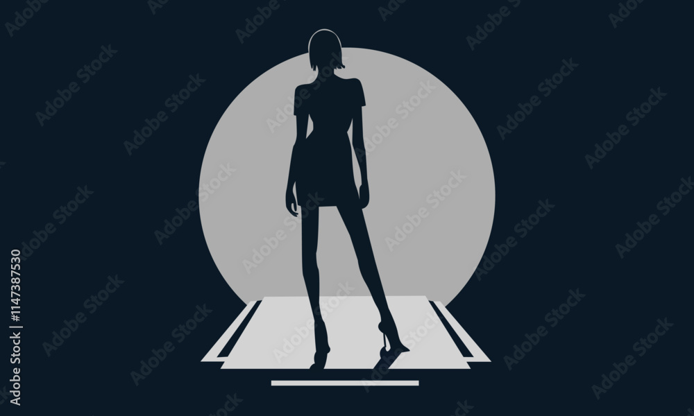 Obraz premium Young beautiful fashion woman. Abstract female portrait, contemporary design, vector illustration