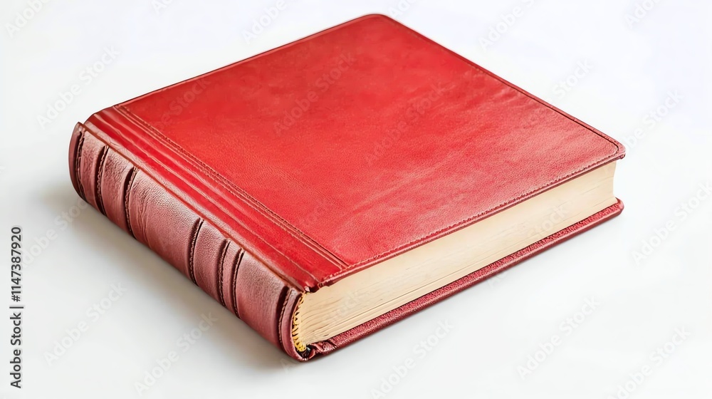 Red leather-bound book on a white isolated background. Red leather-bound book on a white isolated background.