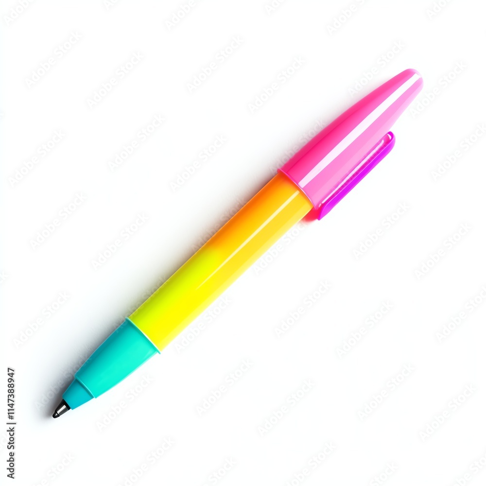 Colorful rainbow pen with a smooth design, white isolate background. Colorful rainbow pen with a smooth design, white isolate background.