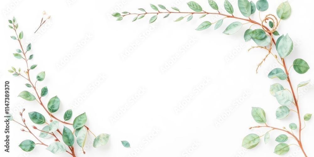 Watercolor greenery leaf and branch wedding invitation card set template design, foliage, watercolor, rustic Watercolor greenery leaf and branch wedding invitation card set template design, foliage, watercolor, rustic