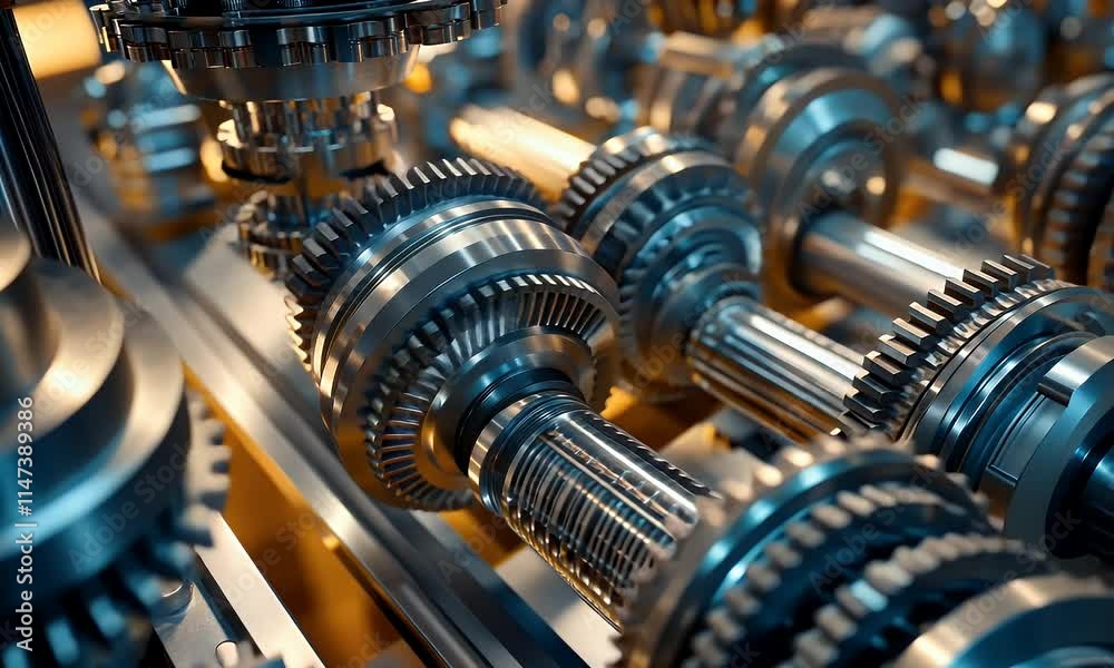 Close-up of intricate metallic gears and machinery components, showcasing industrial design. Close-up of intricate metallic gears and machinery components, showcasing industrial design.