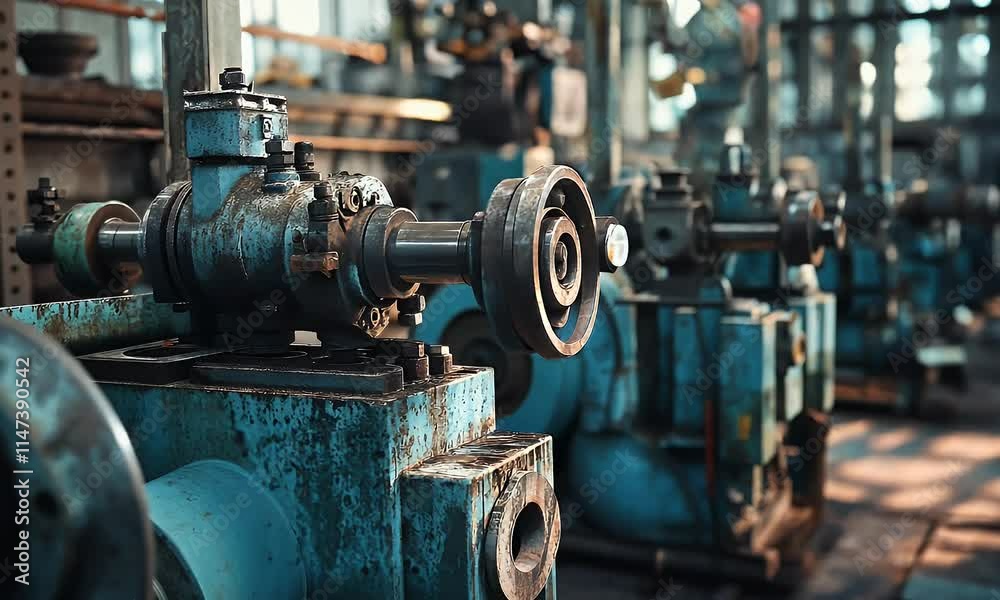 Industrial machinery in a factory setting, showcasing pumps and equipment in use. Industrial machinery in a factory setting, showcasing pumps and equipment in use.