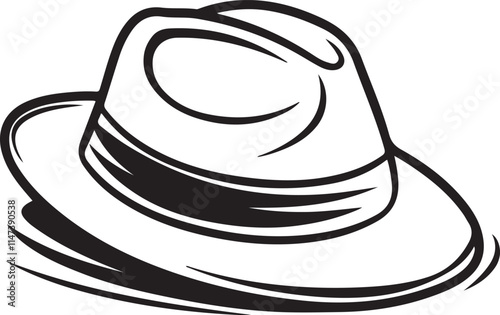 hat with a hat, Fashionable Fedora Hat Line Art icon silhouette vector style