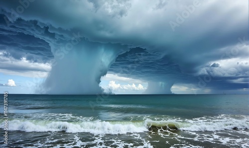 Big tornadoes on the ocean. Author Artist Nadia Russ.