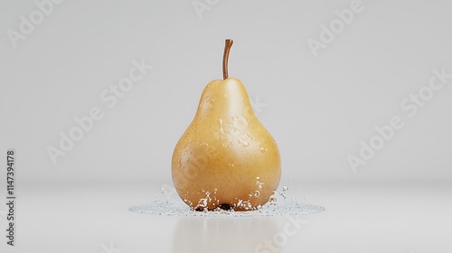 Fresh Bartlett Pear Still Life on Reflective Surface AI Generated photo