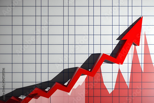 The image shows a red arrow pointing upward on a grid graph, suggesting growth or positive change.
