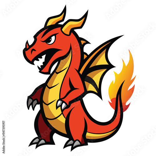 Dragon with fire splash vector