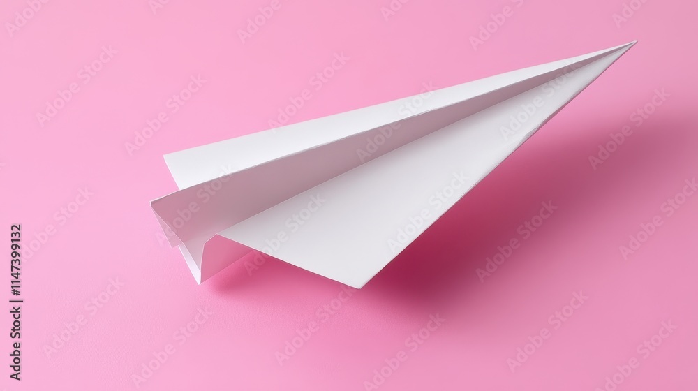 White paper airplane on pink background. Perfect for travel, freedom, or childhood concepts. White paper airplane on pink background. Perfect for travel, freedom, or childhood concepts.