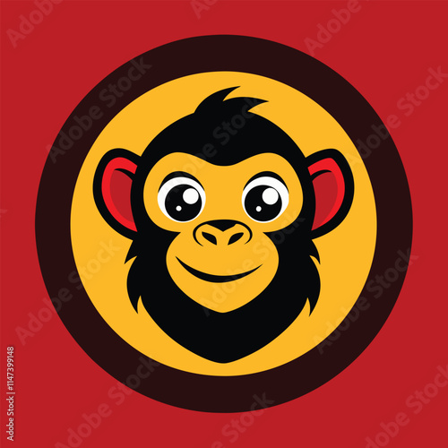 A playful and vibrant vector logo featuring a curious monkey mascot, with expressive eyes and a cheeky smile, symbolizing fun, energy, and creativity in a modern design.