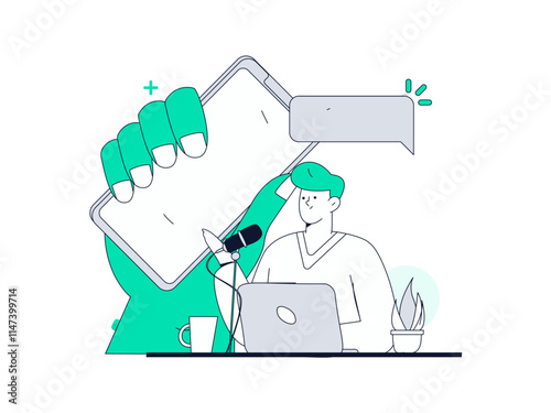 Communicate with consultants flat vector character concept operation hand drawn illustration
