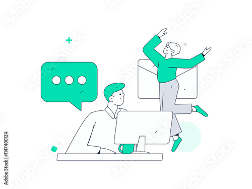 Communicate with consultants flat vector character concept operation hand drawn illustration
