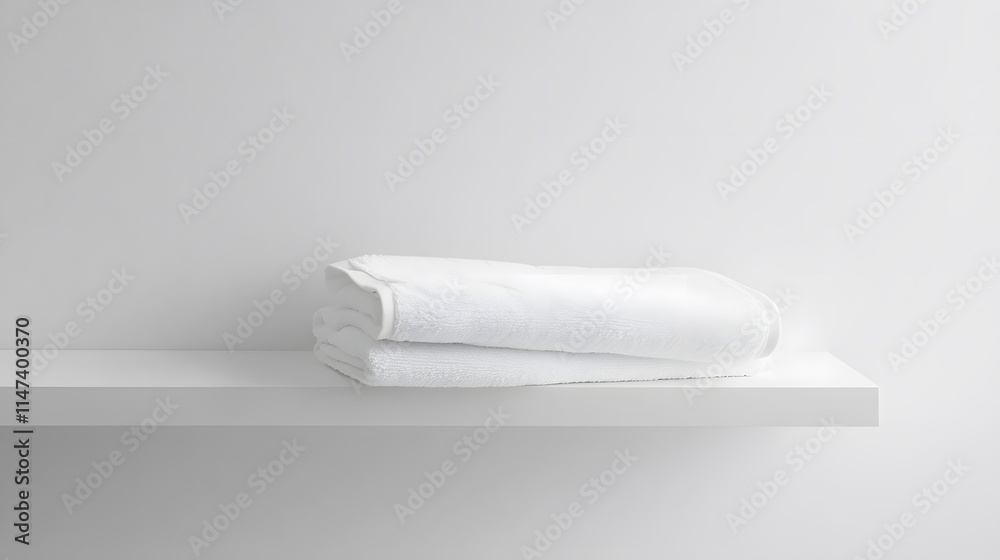 Neatly folded white towels minimalist bathroom product photography clean environment top view serenity Neatly folded white towels minimalist bathroom product photography clean environment top view serenity