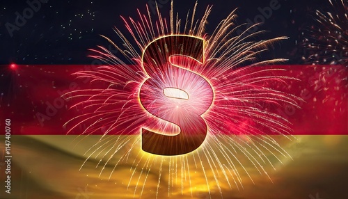 Celebrating Legal Milestones: Fireworks Over German Law Symbol photo