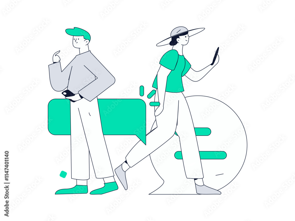 Fototapeta premium Communicate with consultants flat vector character concept operation hand drawn illustration 