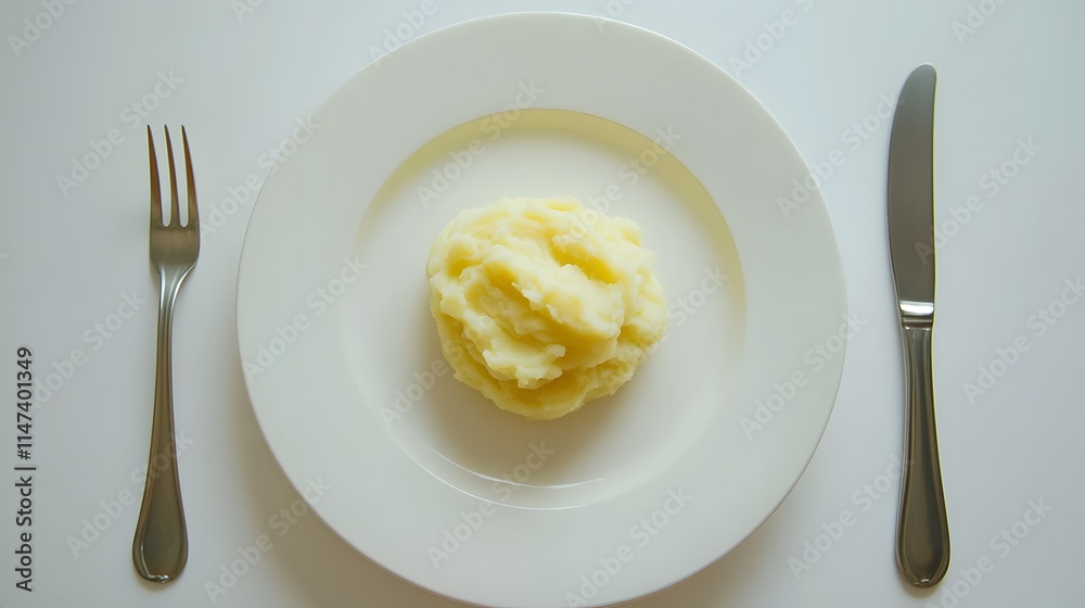 Serving creamy mashed potatoes kitchen table food presentation minimalist style close-up view culinary delight