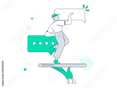 Communicate with consultants flat vector character concept operation hand drawn illustration
