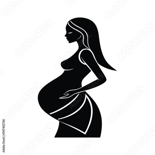 Pregnant Woman Silhouette - Beautiful Expecting Mother in Simple Outline photo