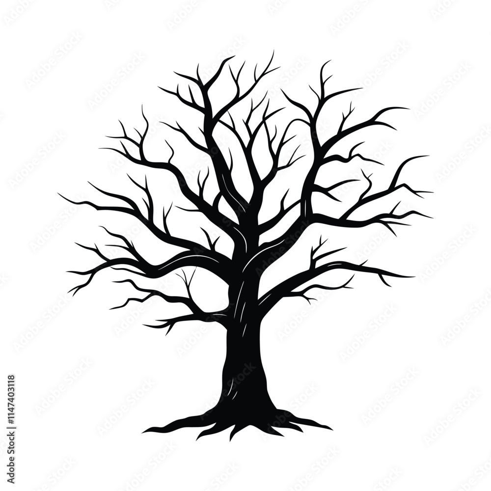 Tree Black Silhouette - Elegant Nature Vector Illustration Tree Black Silhouette - Elegant Nature Vector Illustration