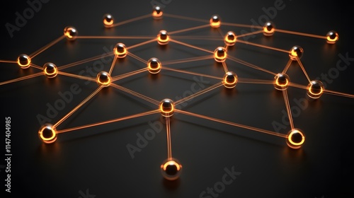 Connecting nodes network visualization digital sphere graphic design dark background abstract concept photo