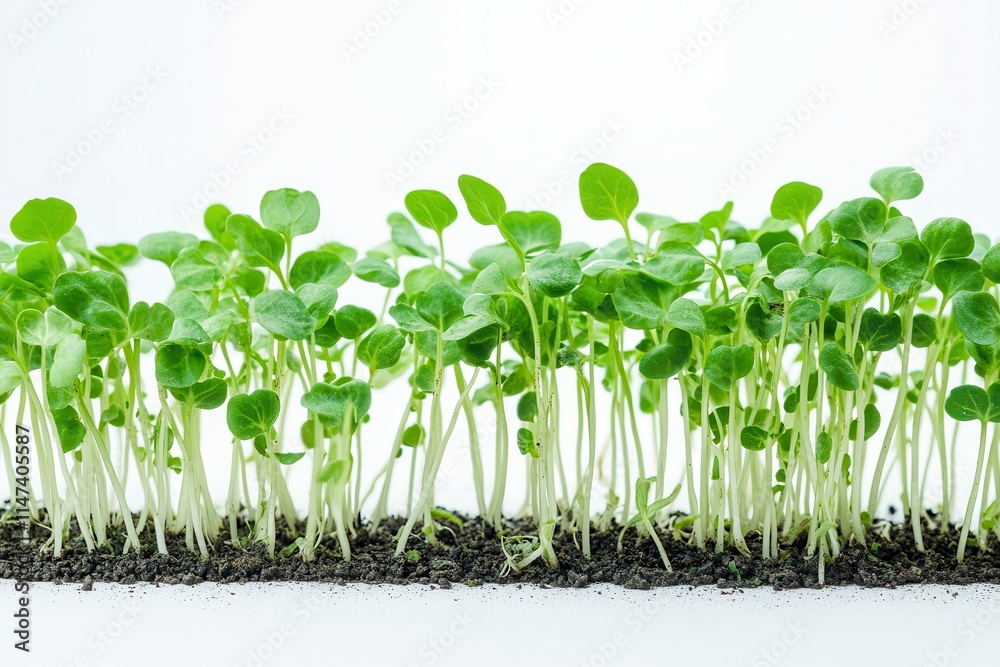 Fresh Bean Sprouts Arranged Neatly on a White Background for Culinary Presentation and Healthy Eating Ideas. Generative AI Fresh Bean Sprouts Arranged Neatly on a White Background for Culinary Presentation and Healthy Eating Ideas. Generative AI