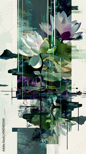 Nature-inspired with Leaves Portrait Mobile Wallpaper, Combine Elements of Nature in a Stunning Mobile Wallpaper for Digital Art, Branding, Social Media, E-commerce, Presentations