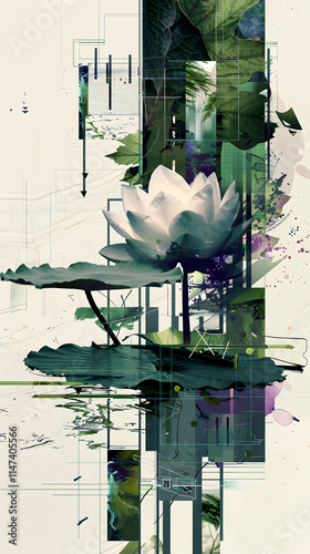 Nature-inspired with Leaves Portrait Mobile Wallpaper, Combine Elements of Nature in a Stunning Mobile Wallpaper for Digital Art, Branding, Social Media, E-commerce, Presentations