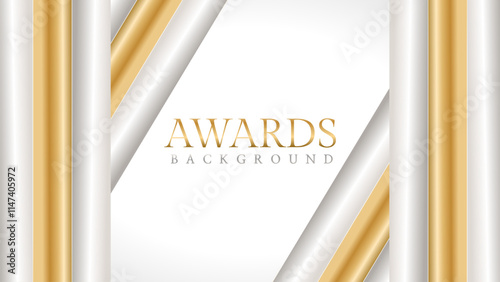 Awards background with gold and silver ribbons, perfect for ceremonies, certificates, presentations, and promotions. Modern and luxurious design exuding prestige and professionalism