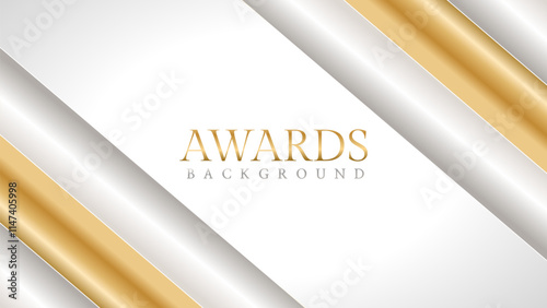 Awards background with gold and silver ribbons, perfect for ceremonies, certificates, presentations, and promotions. Modern and luxurious design exuding prestige and professionalism