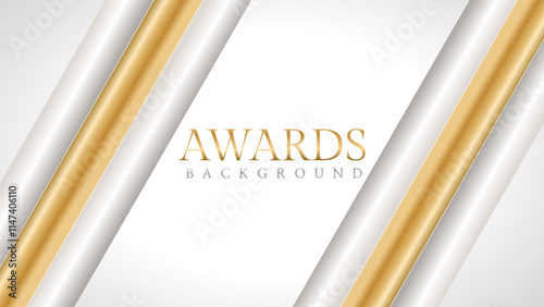 Awards background with gold and silver ribbons, perfect for ceremonies, certificates, presentations, and promotions. Modern and luxurious design exuding prestige and professionalism