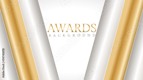 Awards background with gold and silver ribbons, perfect for ceremonies, certificates, presentations, and promotions. Modern and luxurious design exuding prestige and professionalism