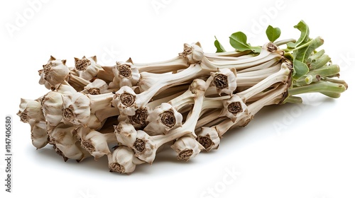 Close-up of Fresh Skeleton Weed (Harpagophytum procumbens) Harvest on White Background AI Generated photo