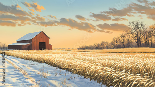 Cold weather in the spring can harm growing wheat in the fields. this can happen when the temperature drops below freezing. Brumal. Illustration