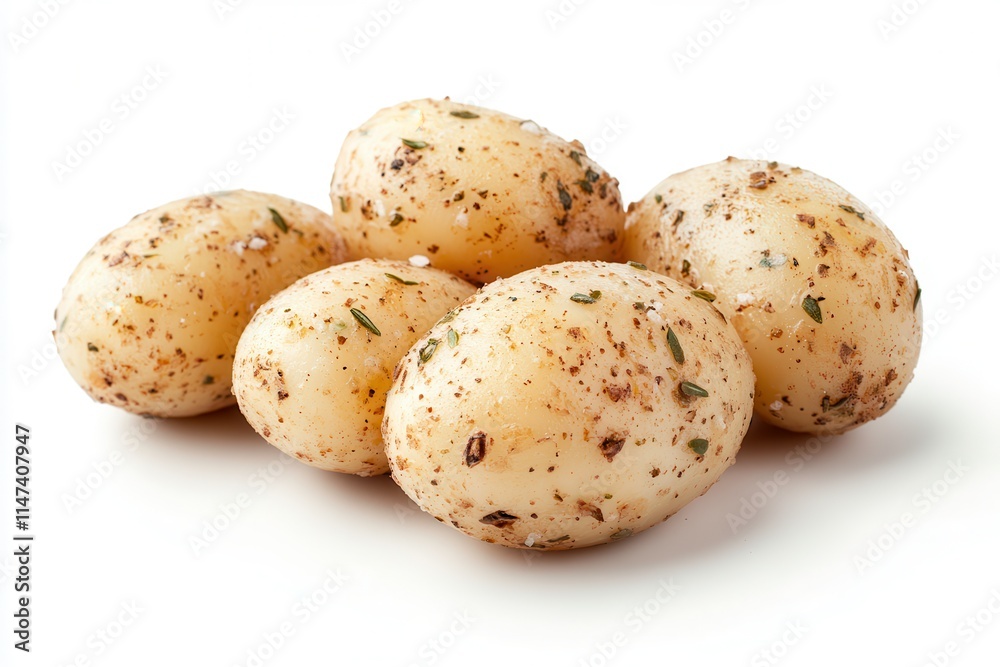 Delicious Potato Snacks Displayed on a Clean White Background for an Appetizing Presentation. Generative AI Delicious Potato Snacks Displayed on a Clean White Background for an Appetizing Presentation. Generative AI